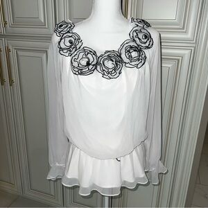 Liliana White and Black Floral Top